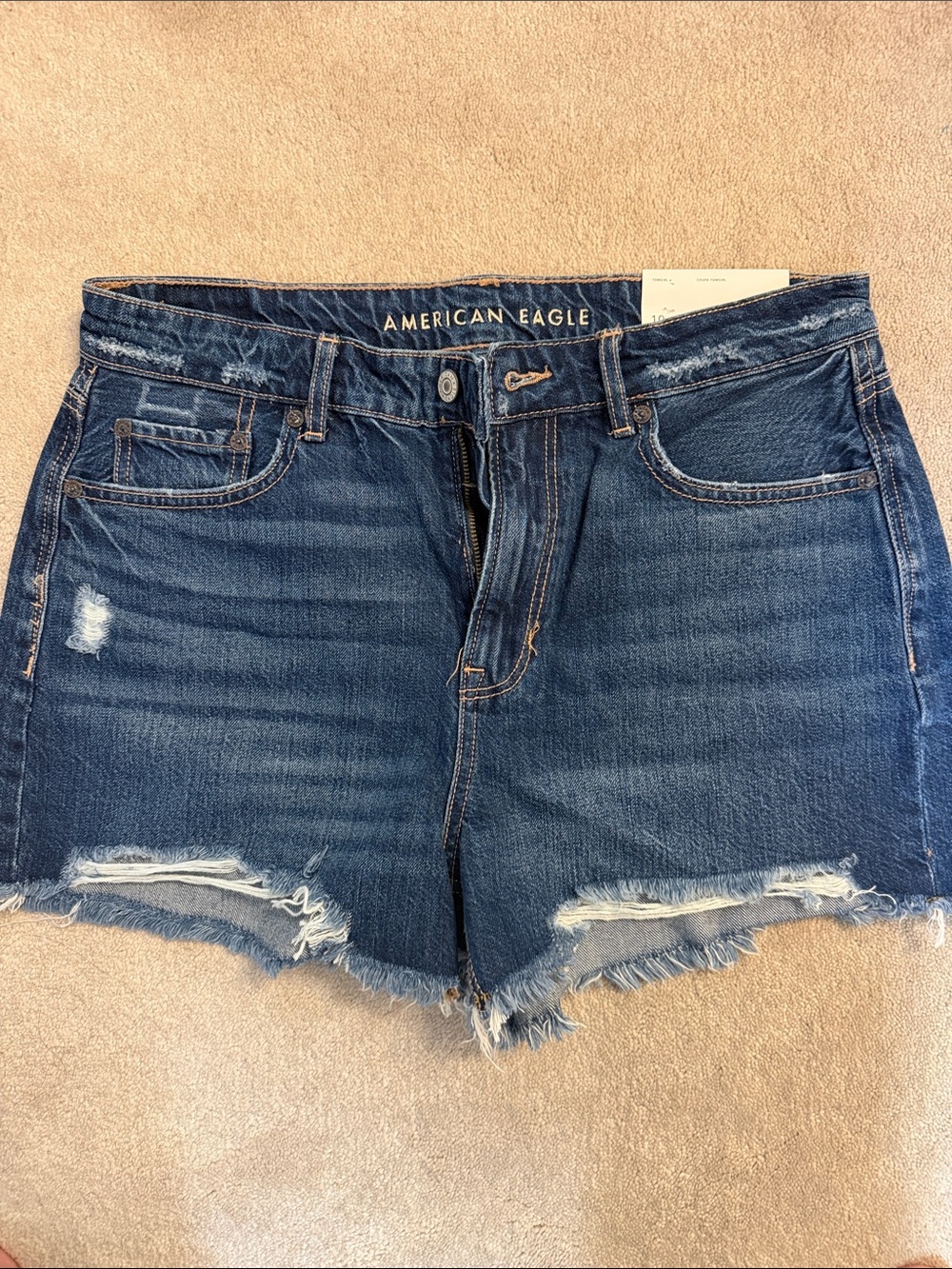 American Eagle Outfitters Tomgirl Distressed High-Rise Denim Shorts - Blue